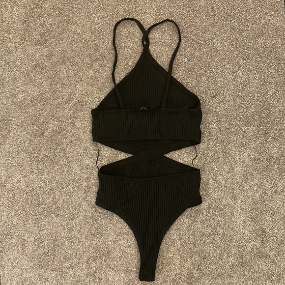 Zara Ribbed Cotton Blend Cut Out Bodysuit Women’s Black Size M - Medium - NWT - Picture 8 of 15